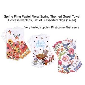 Pastel Floral Spring Themed Guest Towel Hostess Napkins, Set of 3 Pkgs (14 ea)